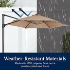 Best Choice Products 10ft Offset Cantilever Hanging Market Patio Umbrella, Smooth 360° Rotation, 8 Sturdy Ribs, Easy Adjustment - Tan - Image 5