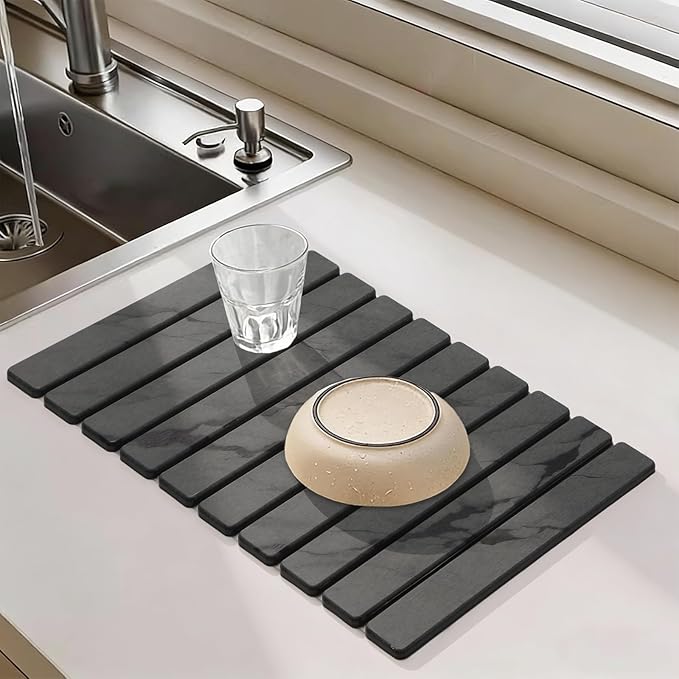 Large Stone Dish Drying Mat for Kitchen Counter, Quick Dry Stone Dishes Mats - Image 2
