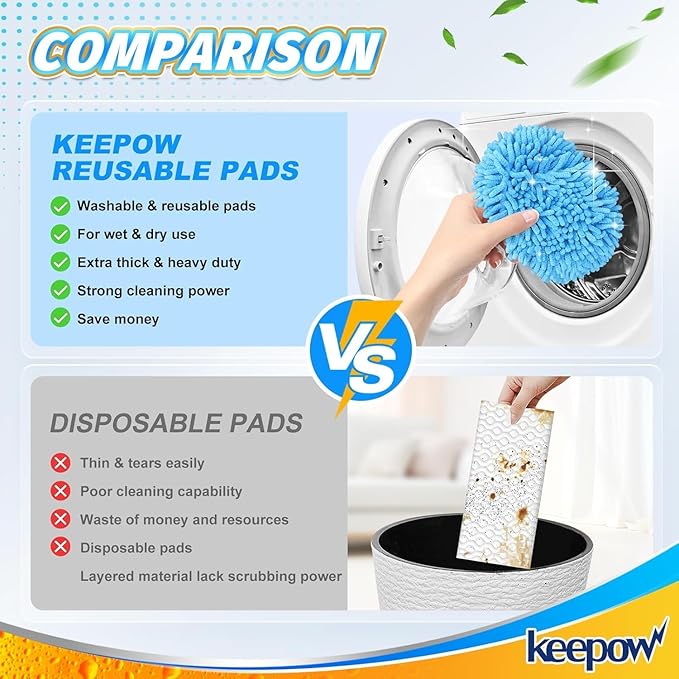 KEEPOW Reusable Microfiber Mop Pads Compatible - Image 7