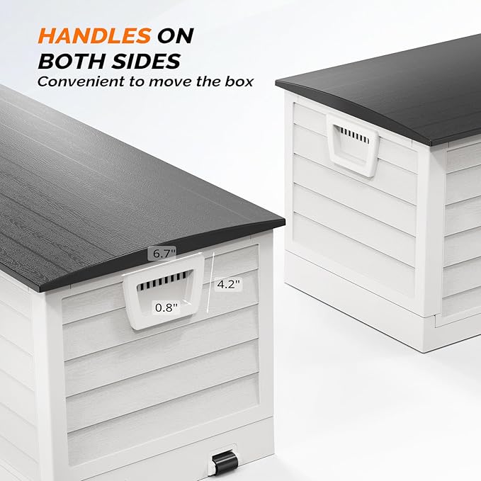 VINGLI 75 Gallon Collapsible Outdoor Storage Box, Simple-to-assemble Plastic Storage Containers with Lid, Patio Deck Box Furniture for Garden, Pool, Balcony, Yard (White) - Image 5