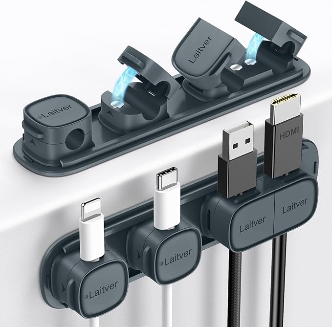 6 Pack Magnetic Cable Clips, Laitver Cord Organizer Holder Strong Adhesive Desk by Unknown