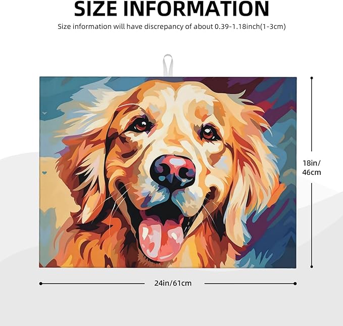 Dog Dish Drying Mat for Kitchen Counter Decor 18x24 Inch Floral Absorbent - Image 3