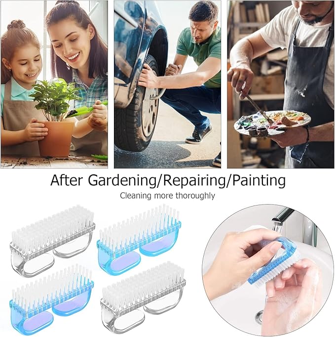 Handle Grip Nail Brush, Hand Fingernail Brush Cleaner Scrubbing Kit Pedicure - Image 4