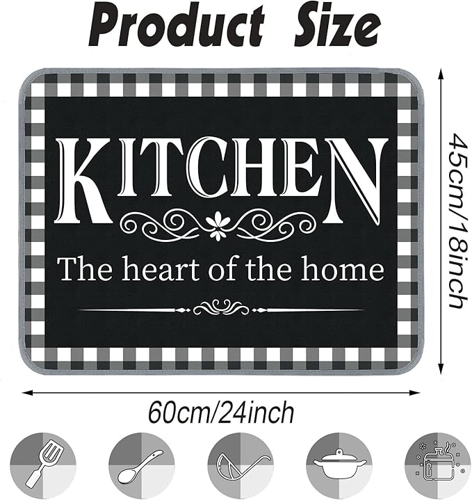 Sinmoe 18 x 24 Inch Buffalo Plaid Dish Drying Mat Drying Dish Pad Absorbent - Image 2