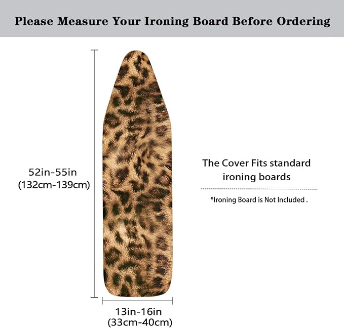 Brown Leopard Skin Ironing Board Cover and Pad Standard Size Elastic Edge - Image 5