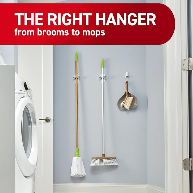 Command Broom and Mop Grippers, 6 Hangers and 16 Strips, Damage-Free Hanging - Image 6