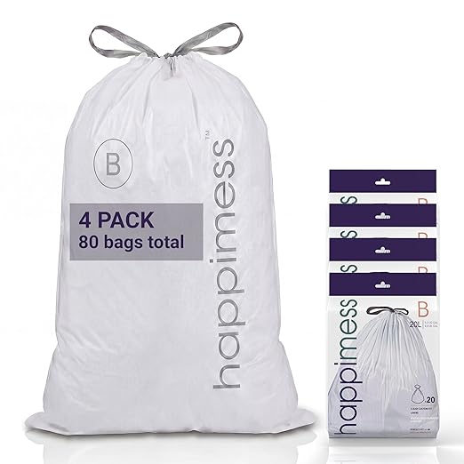happimess 5.3 Gallon Drawstring Trash Bags, Heavy Duty LDPE Liners by Happimess