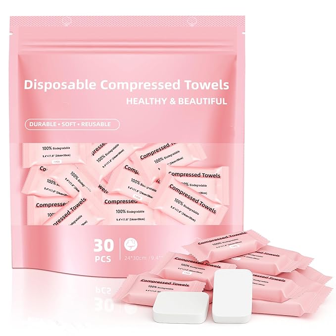 Disposable Compressed Face Towels, Ultra Soft Large Size Compressed Towel by BeautyPersonalCare