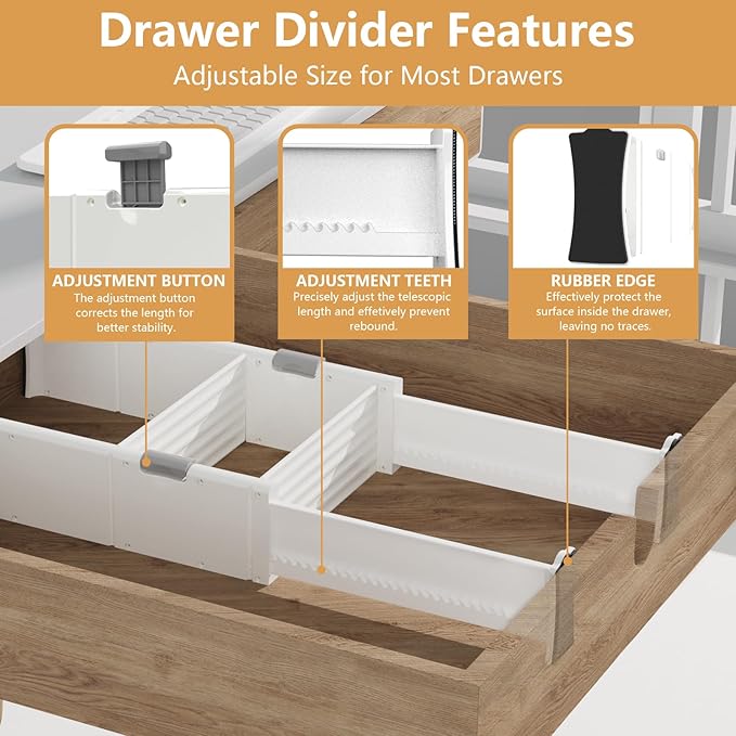 KABUM Upgrade Adjustable Drawer Divider Organizer Clothes Dresser Organizer - Image 3