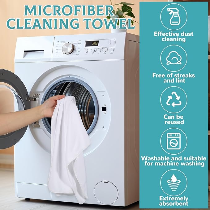 6 Pcs Extra Large Microfiber Cleaning Cloth Reusable Microfiber Towels Thick - Image 4