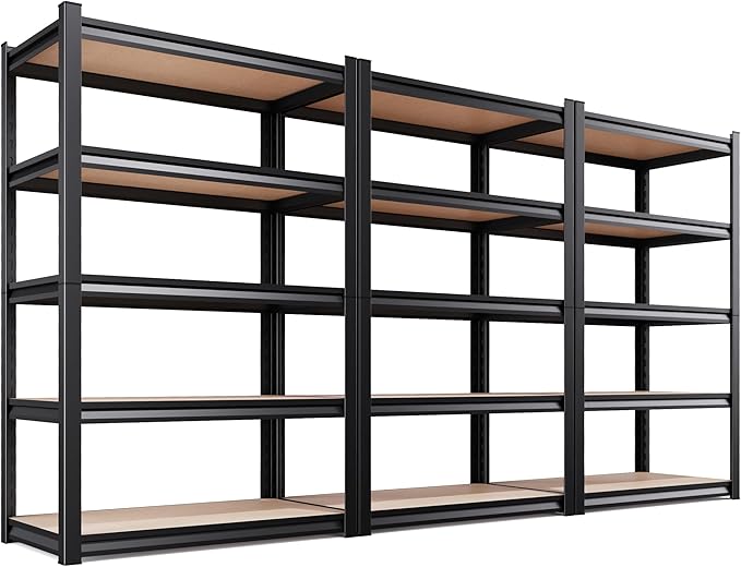 Set of 3 Garage Shelving-2050 lbs 5 Tier Storage Shelves,Adjustable Heavy Duty Metal Shelving Unit and Storage Large Rack,Utility Steel Shelf For Warehouse Industrial Pantry Basement 78"x46"x20" by Unknown