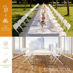 VINGLI 5 Pack White Plastic Folding Chair, Indoor Outdoor Portable Stackable Commercial Seat with Steel Frame 350lb. Capacity for Events Office Wedding Party Picnic Kitchen Dining - Image 6