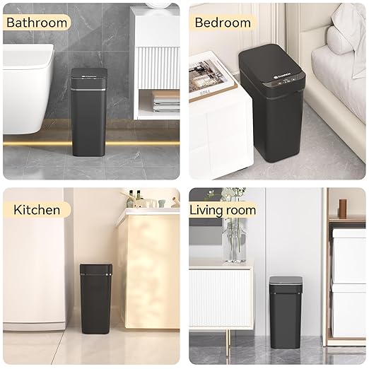 3 Pack Bathroom Trash Can 2.6 Gallon Small Touchless Automatic Motion Sensor - Image 7