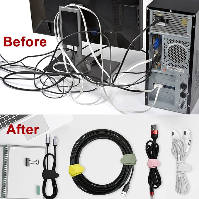 Nearockle 50Pcs Silicone Cable Ties Cord Organizer - Image 5