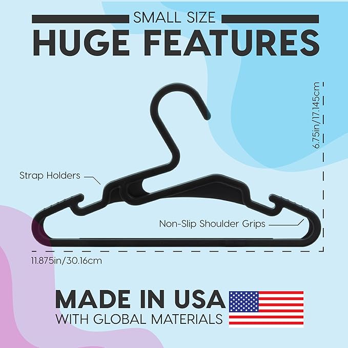 IRIS USA Extra Small Hangers 50 Pack, 11.87" W x 6.75" H, Clothes Hangers - Image 2