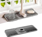 Faucet Mat for Kitchen Sink, Snap-On Design & 7°slope Fast Drain, Folding Sink by ZJWZLG