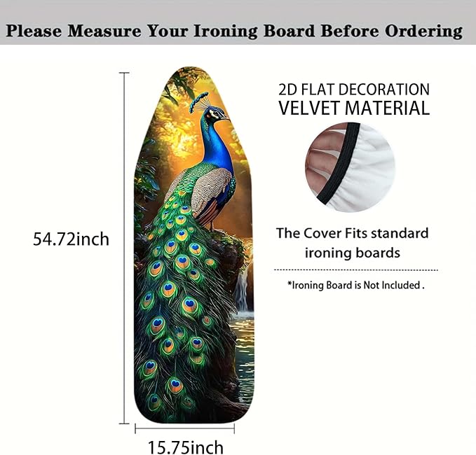 Nuxovilar Colorful Peacock Pattern Ironing Board Cover, 15 * 54inch, Fits Most - Image 4