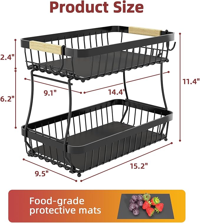 2 Tier Large Fruit Basket for Kitchen Counter - Image 7