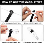 200PCS Reusable Fastening Cable Ties, 6-Inch Cable Straps Cable Management - Image 4