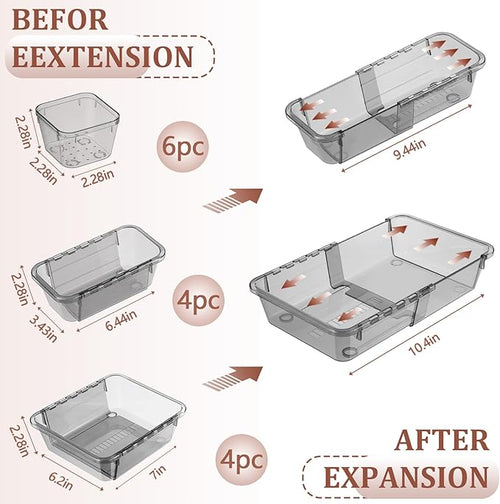 14 Pcs Clear Drawer Organizer, Adjustable Drawer Storage Box, 3-Size Desk - Image 2