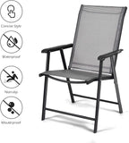 Giantex Set of 4 Folding Patio Chairs, Outdoor Portable Dining Chairs for Garden Camping Poolside Beach Deck Lawn, 4-Pack Sling Armchairs, Metal Frame, Grey - Image 7