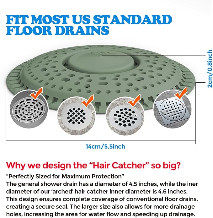 zaa Shower Drain Hair Catcher, 2 Pack Premium Silicone Drain Protector & Shower - Image 6