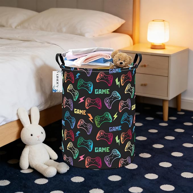 Round Foldable Handle Storage Basket toys Organization Bin Versatile Clothes - Image 4
