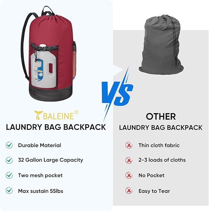 BALEINE 150L Laundry Bag Backpack, 900D Oxford Fabric Large Travel Laundry Bags - Image 6