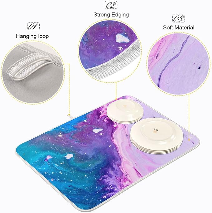 Super Absorbent Dish Drying Mat, Microfiber Fast-Drying Dish Mat, Kitchen Dish - Image 4