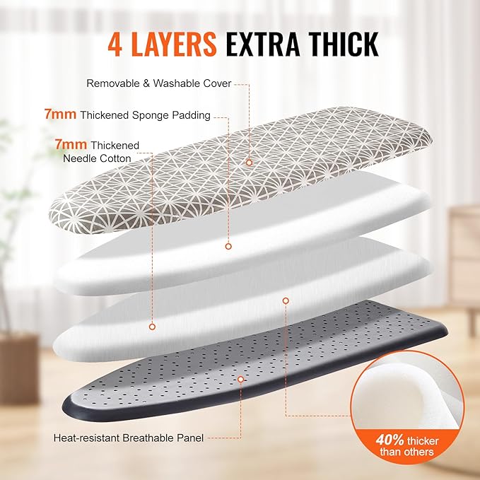 VEVOR Ironing Board with Large 43 x 13 Ironing Surface, Thickened 4 Layers Iron - Image 3