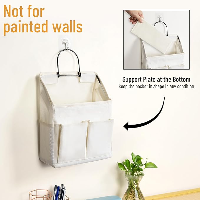2pcs Wall Hanging Storage Bag, Small Door Closet Linen Fabric Pockets Organizer - Image 6