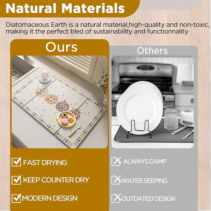 Stone Drying Mat for Kitchen Counter, Large Stone Dish Drying Mat - Image 6