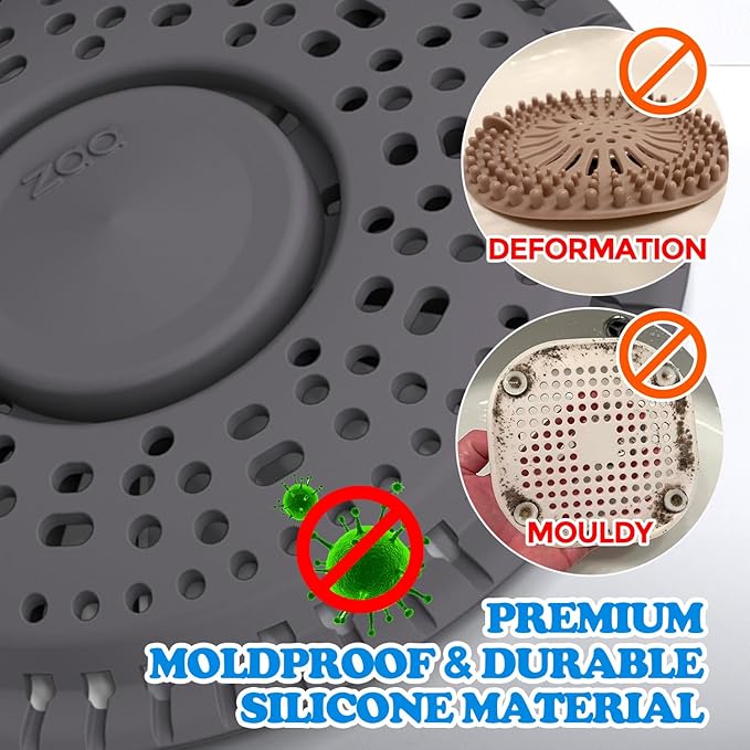 zaa Shower Drain Hair Catcher, Upgraded 2Pack Premium Silicone Drain Protector - Image 4