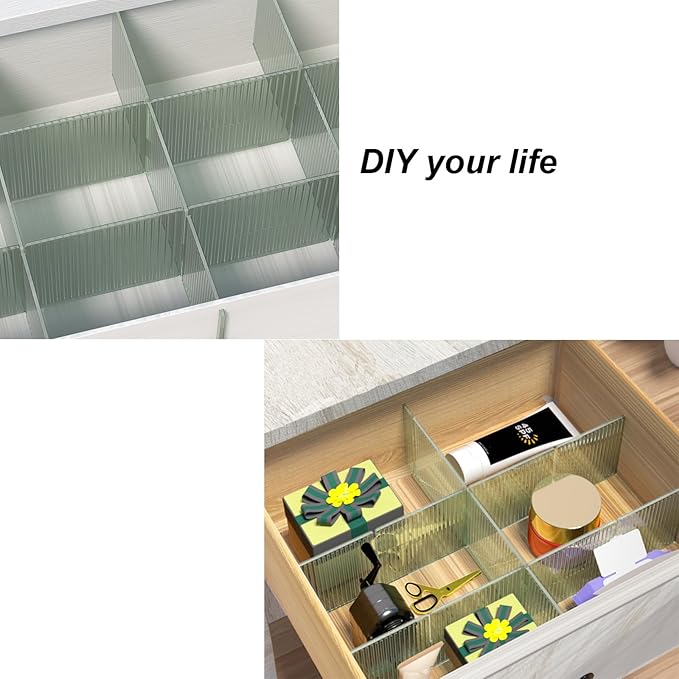 Onerbuy 8pcs Adjustable Grid Drawer Dividers DIY Plastic Closet Separator Tidy - Image 5