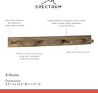 Spectrum Coat Rack Wall Mount 4 Peg Wooden Pegs Organizer - Image 6