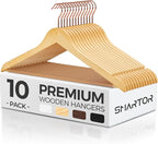 Smartor Wooden Hangers 10 Pack, Solid Wood Coat Hanger by Smartor