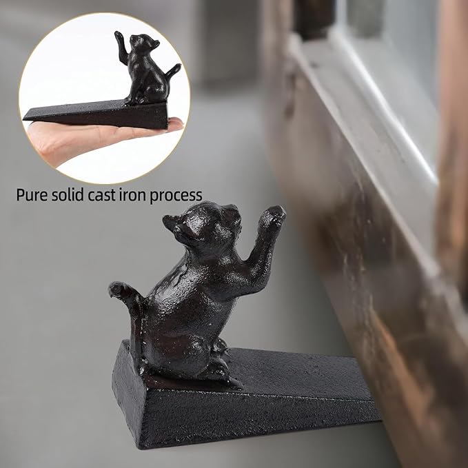 Notakia Cat Door Stopper Heavy Duty Rustic Cast Iron Cute Door Stopper - Image 6