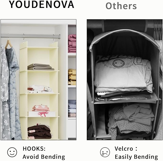 YOUDENOVA Hanging Closet Organizer, 4-Shelf Closet Hanging Shelves - Image 5