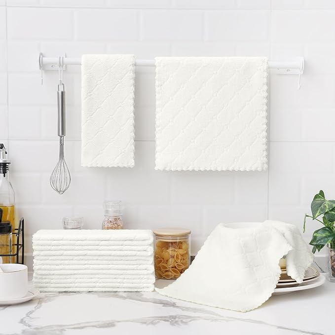 Homaxy 12 Pack Dish Towels for Kitchen, Super Soft and Absorbent Coral Velvet - Image 6