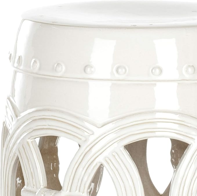 SAFAVIEH Home Collection Double Coin Antique White Ceramic Indoor/ Outdoor Decorative Garden Stool (Fully Assembled) - Image 4