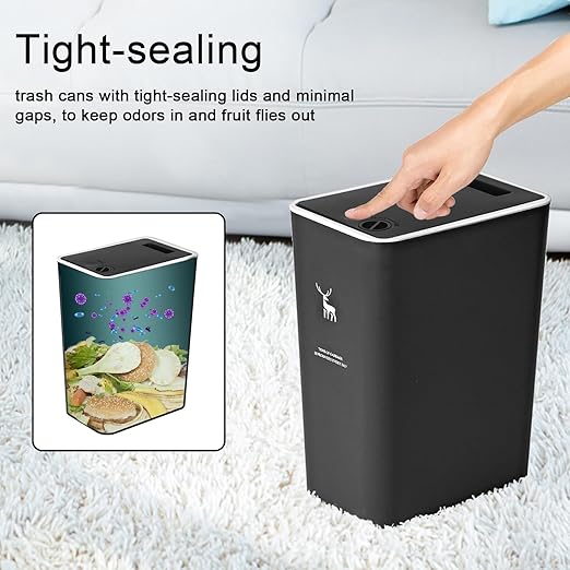 XPIY Trash Can with Lid, 2 Pack 4 Gallons/15 Liters Garbage Can with Press Top - Image 4