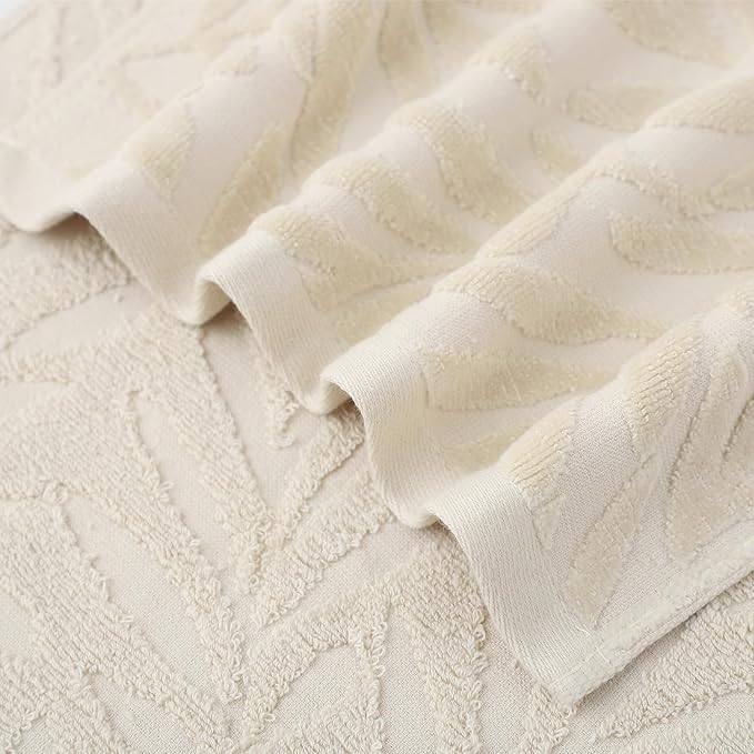 Pidada Hand Towels Set of 2 Leaf Pattern 100% Cotton Absorbent Soft Decorative - Image 8
