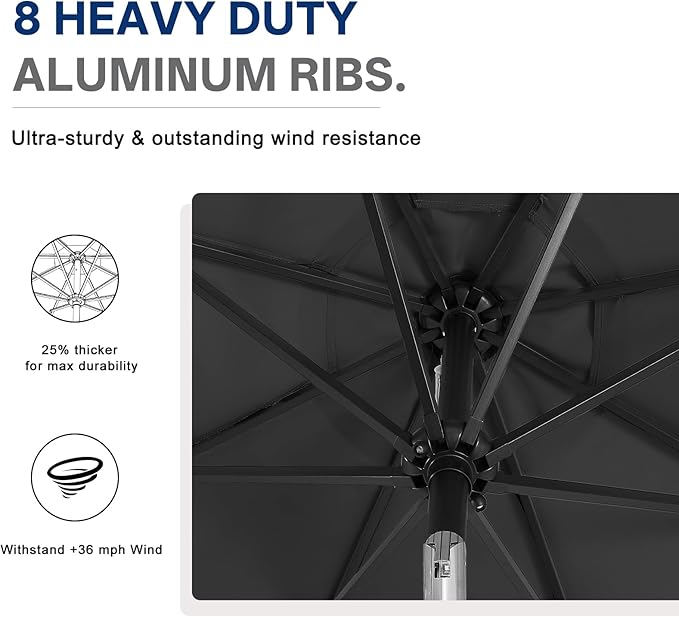 ABCCANOPY 10FT Durable Solar Led Patio Umbrellas with 32LED Lights (Dark Gray) - Image 7