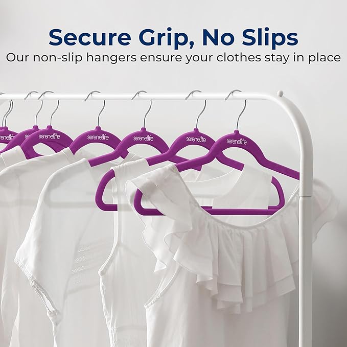 SereneLife 10 Pack Velvet Hangers – Non-Slip Clothes Hangers - Image 3