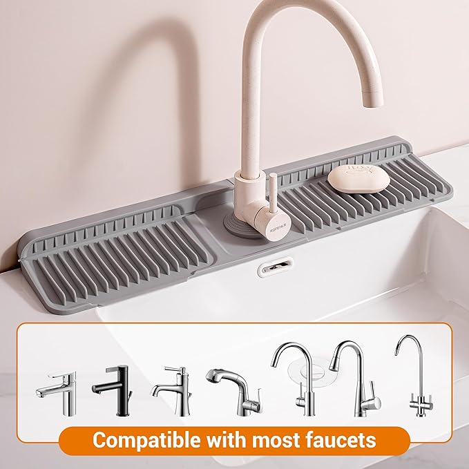 Faucet Mat for Kitchen Sink, Snap-On Design & 7°slope Fast Drain, Folding Sink - Image 7