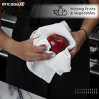Encasa XO Kitchen Dish Towels Set | White | Waffle Weave and Flat Hand Tea - Image 4