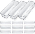 Maitys 12 Pcs Clear Drawer Organizer 9 x 3 x 2 Inches Plastic Rectangle Trays by Maitys