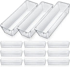 Maitys 12 Pcs Clear Drawer Organizer 9 x 3 x 2 Inches Plastic Rectangle Trays by Maitys