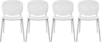 2xhome Set of 4 Patio Dining Chairs | Modern Stackable Outdoor Pool Side Chair | Weather Resistant Plastic for Yard, Porch, Balcony, Kitchen, White by 2xhome