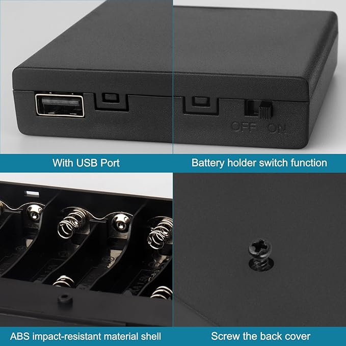 2 PCS 8 AA Battery Holder with USB Port, 12V Battery Box Case - Image 5